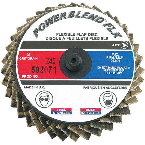 Disque &agrave; lamelles &agrave; rouler Powerblend FLX, 3" x Type R, Grain Z40, Alumine de zirconium PB Rental Co. Ltd.