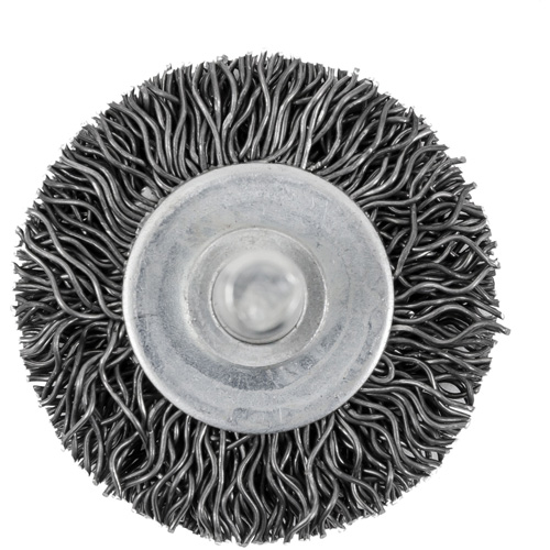 Brosse radiale &agrave; fils cr&ecirc;p&eacute;s mont&eacute; sur mandrin 126, 1-1/2", Fils 0,02", Tige 1/4" PB Rental Co. Ltd.