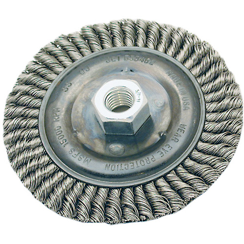 Brosse pour cordon de soudure, Dia. 4", Fils 0,022", Arbre 5/8"-11, Acier PB Rental Co. Ltd.