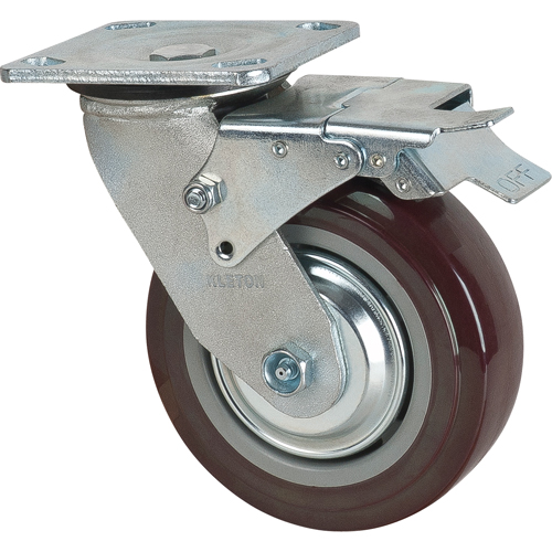 Caster, Swivel with Brake, 6" (152.4 mm), Polyurethane, 850 lbs. (385 kg.) PB Rental Co. Ltd.