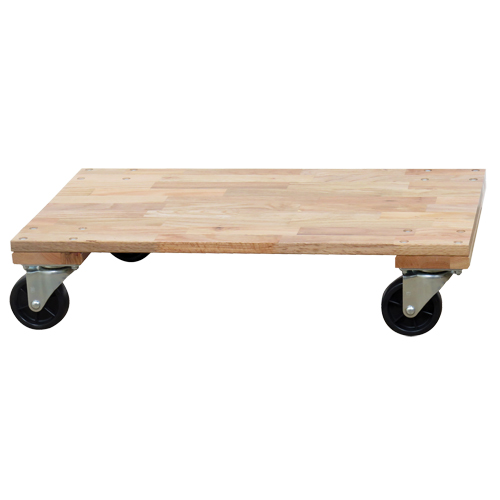 Solid Platform Wood Dolly, Rubber Wheels, 1200 lbs. Capacity, 24" W x 36" D x 7" H PB Rental Co. Ltd.