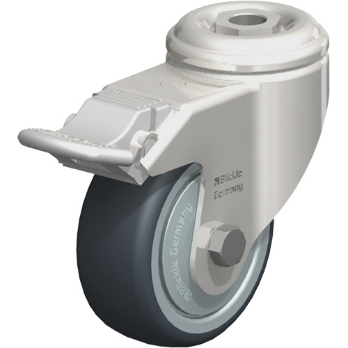Roulette en &eacute;lastom&egrave;re thermoplastique acier inoxydable, Pivotant avec frein, Diam&egrave;tre 3-1/8" (79,5 mm), Capacit&eacute; 220 lb (100 kg) PB Rental Co. Ltd.