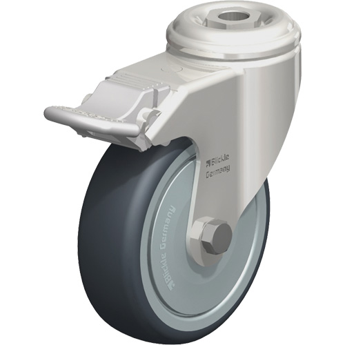 Roulette en &eacute;lastom&egrave;re thermoplastique acier inoxydable, Pivotant avec frein, Diam&egrave;tre 4" (102 mm), Capacit&eacute; 240 lb (108 kg) PB Rental Co. Ltd.