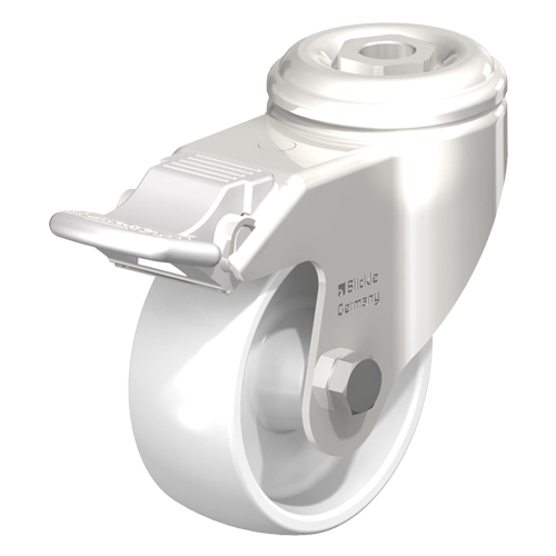 Roulette en nylon acier inoxydable, Pivotant avec frein, Diam&egrave;tre 5" (127 mm), Capacit&eacute; 265 lb (120 kg) PB Rental Co. Ltd.