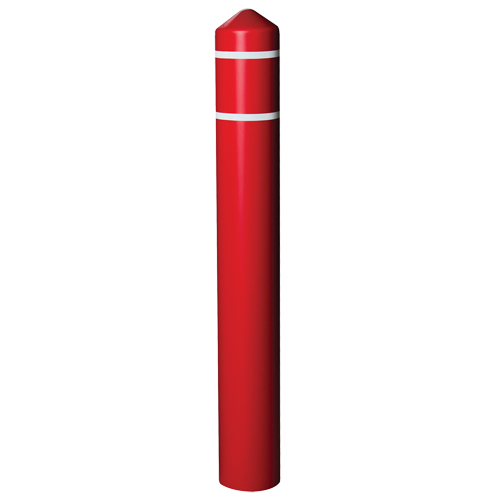 Smooth Bollard Cover With Reflective Stripes, 6" Dia. x 56" L, Red PB Rental Co. Ltd.