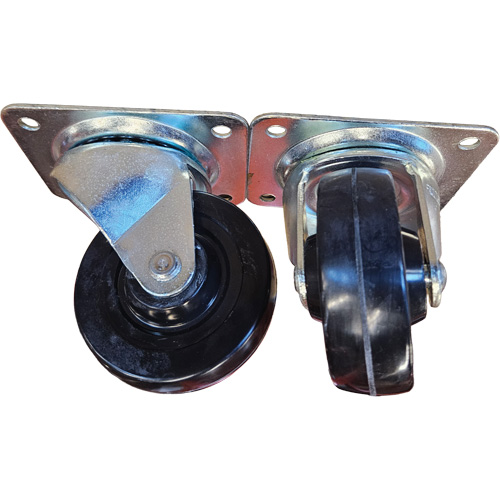 Plate Caster, Swivel, 4" (101.6 mm), Rubber, 225 lbs. (102 kg.) PB Rental Co. Ltd.
