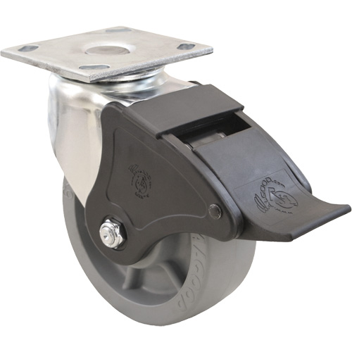 Roulette Emaxx, Pivotant avec frein, 4" (101,6 mm), Envirothane, 1000 lb (453,6 kg) PB Rental Co. Ltd.