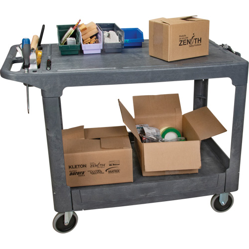 Flat-Shelf Utility Service Cart, 2 Tiers, 25-1/4" x 32-1/4" x 44", 550 lbs. Capacity PB Rental Co. Ltd.