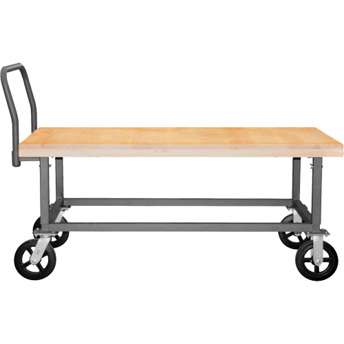 Chariot &agrave; plateforme ajustable en bois, 48" lo x 24" la, Capacit&eacute; de 1800 lb, Roues en Caoutchouc moul&eacute; PB Rental Co. Ltd.
