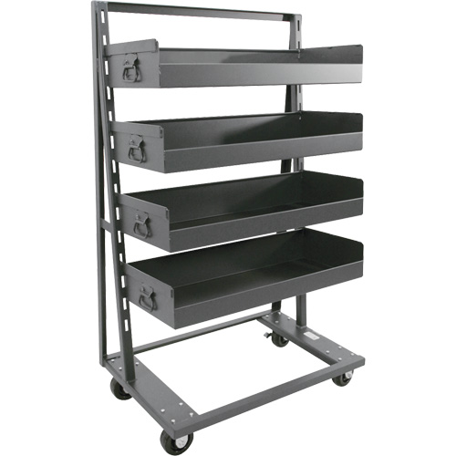 Single-Sided Heavy Duty A-Frame Cart with 4 Large Lipped Trays, 38" x 25" x 63", 2500 lbs. Capacity PB Rental Co. Ltd.