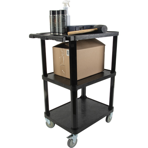 Utility Cart with Flat Shelf, 3 Tiers, 18-1/8" x 37-3/8" x 27-3/4", 330 lbs. Capacity PB Rental Co. Ltd.
