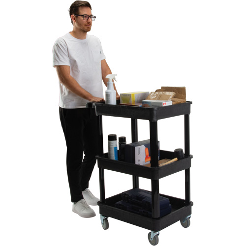 Utility Cart with Deep Lip Shelf, 3 Tiers, 19" x 39-1/2" x 28-1/4", 330 lbs. Capacity PB Rental Co. Ltd.
