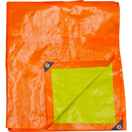 High-Visibility Heavy-Duty Woven Tarp, Polyethylene, Green/Orange, 16' x 20' x 12 mils PB Rental Co. Ltd.