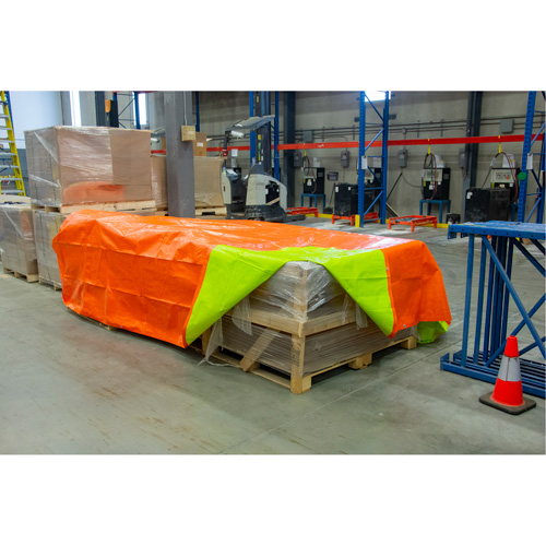 High-Visibility Heavy-Duty Woven Tarp, Polyethylene, Green/Orange, 16' x 20' x 12 mils PB Rental Co. Ltd.