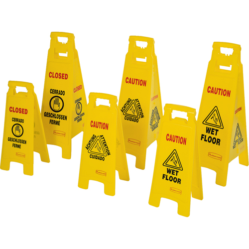 Wet Floor Safety Signs, Quadrilingual with Pictogram PB Rental Co. Ltd.