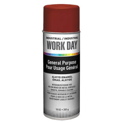 Peinture industrielle Work Day, Rouge, Tr&egrave;s mat, 10 oz, Canette a&eacute;rosol PB Rental Co. Ltd.