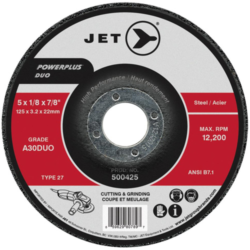 POWERPLUS DUO Cutting/Grinding Wheel, 4" x 1/8", 5/8" Arbor, Type 27, A30DUO Grit PB Rental Co. Ltd.