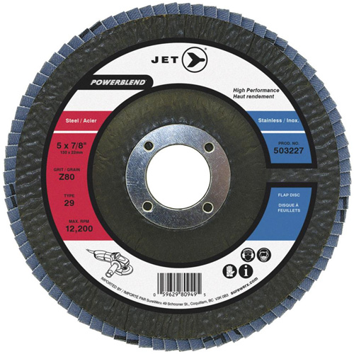 Disque &agrave; lamelles PowerBlend, 7" x 7/8", Type 29, Grain Z40, Alumine de zirconium PB Rental Co. Ltd.