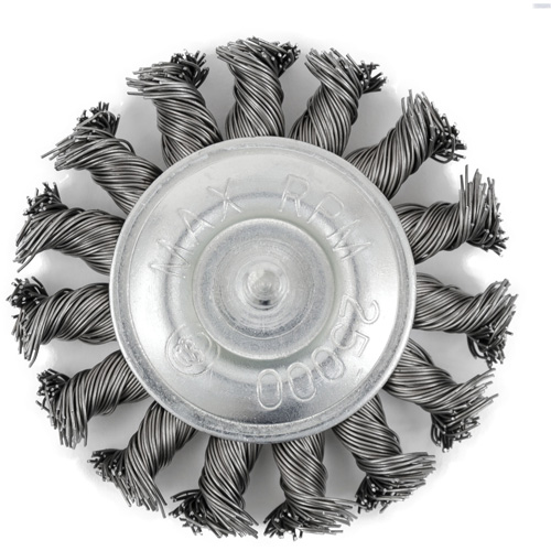 Brosse radiale &agrave; fils nou&eacute;s torsad&eacute;s mont&eacute; sur mandrin EKR275-20, 3", Fils ,02", Tige 1/4" PB Rental Co. Ltd.