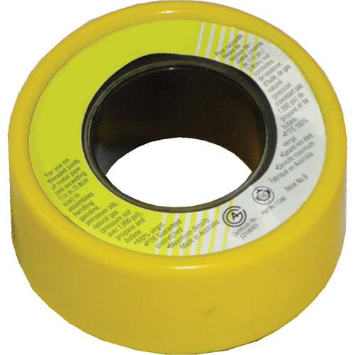 Ruban scellant pour filets au pas du gaz avec PTFE, 236" lo x 1/2" la, Jaune PB Rental Co. Ltd.