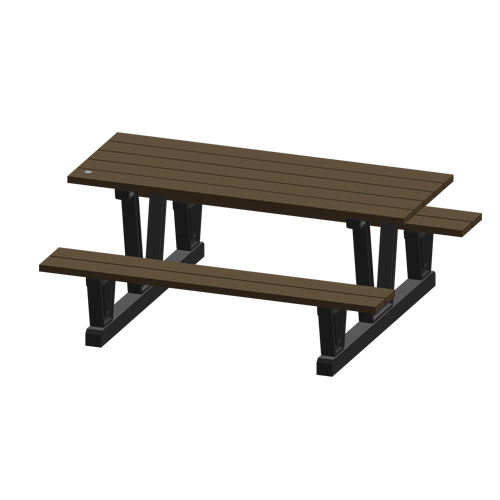 Recycled Plastic Outdoor Picnic Tables, 72" L x 60-5/16" W, Walnut PB Rental Co. Ltd.
