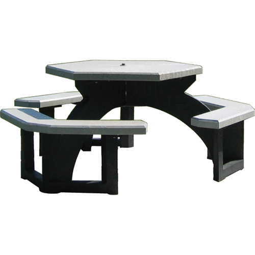 Tables de pique-nique hexagonales en plastique recycl&eacute;, 78" lo x 78" la, Gris PB Rental Co. Ltd.