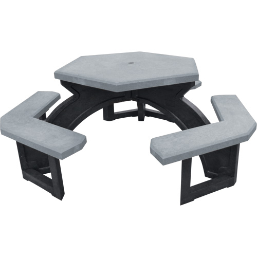 Recycled Plastic Hexagon Picnic Tables, 78" L x 78" W, Grey PB Rental Co. Ltd.