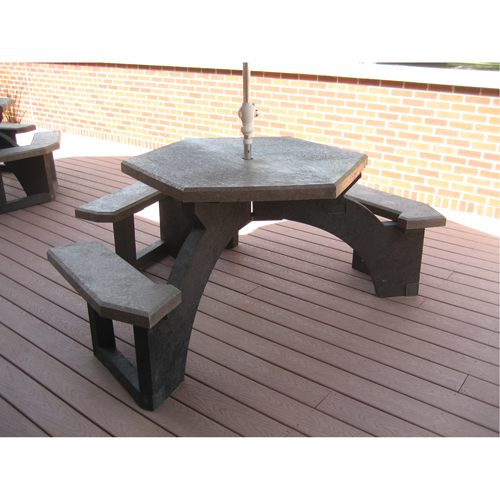 Tables de pique-nique hexagonales en plastique recycl&eacute;, 78" lo x 78" la, Brun PB Rental Co. Ltd.