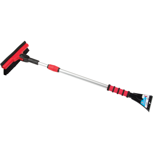 Snow Brush With Pivot Head, Telescopic, Rubber Squeegee Blade, 52" Long, Black/Red PB Rental Co. Ltd.