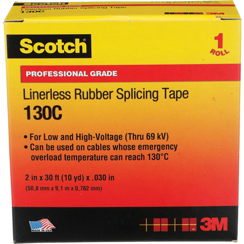 Ruban d'&eacute;pissage sans support en caoutchouc de calibre professionnel Scotch, 50,8 mm (2") la x 9 m (30') lo, 30 mils, Noir PB Rental Co. Ltd.