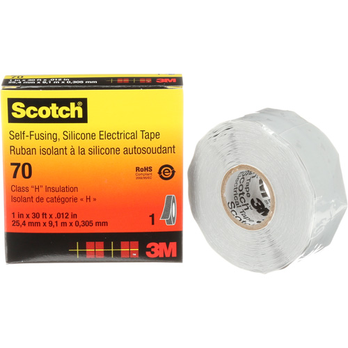 Ruban isolant en caoutchouc de silicone autofusionnant Scotch, 25,4 mm (1") x 9 m (30'), Gris, 12 mils PB Rental Co. Ltd.