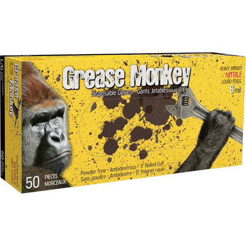 Gants Grease Monkey, Grand, Nitrile, 8 mils, Sans poudre, Noir PB Rental Co. Ltd.