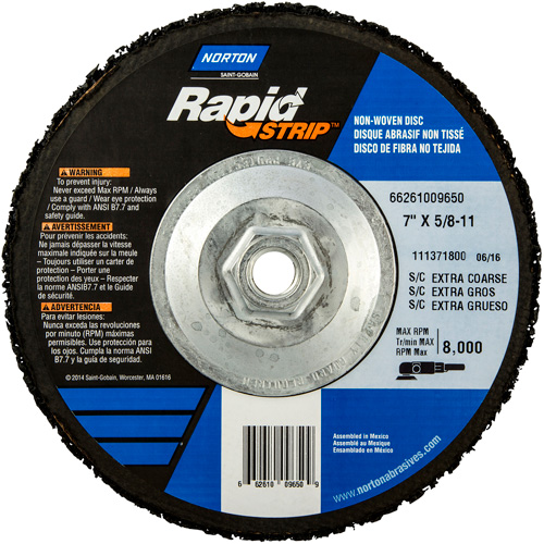 Bear-Tex&reg; Rapid Strip Non-Woven Depressed Center Discs, 7" Dia., Extra Coarse Grit, Silicon Carbide PB Rental Co. Ltd.