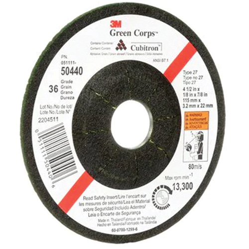 Meule flexible Green Corps, 4-1/2" x 1/8", Arbre 7/8", C&eacute;ramique, Type 27 PB Rental Co. Ltd.