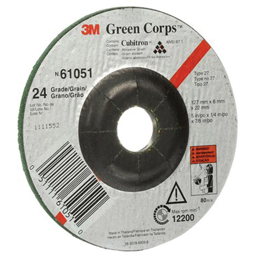 Meule flexible Green Corps, 5" x 1/4", Arbre 7/8", C&eacute;ramique, Type 1 PB Rental Co. Ltd.