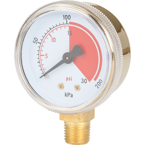 Brass Gauge, 2" , 30 psi, Bottom Mount, Analogue PB Rental Co. Ltd.