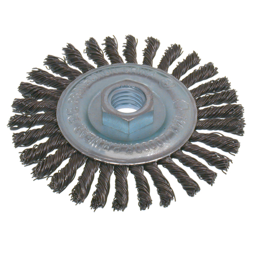 Economy High Speed Stringer Bead Knot Wire Wheel Brush, 5" Dia., 0.02" Fill, 5/8"-11 Arbor, Steel PB Rental Co. Ltd.