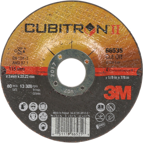 Cut-Off Wheels - CubitronII, 4-1/2" x 0.125", 7/8" Arbor, Type 27, Ceramic, 13300 RPM PB Rental Co. Ltd.
