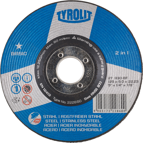 Meule de base 2 en 1, 4-1/2" x 1/4", Arbre 7/8", Type 27 PB Rental Co. Ltd.