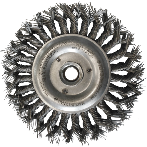 Brosses m&eacute;talliques &agrave; touret, Dia. 6", Fils 0,014", Arbre 5/8"-11, Acier PB Rental Co. Ltd.