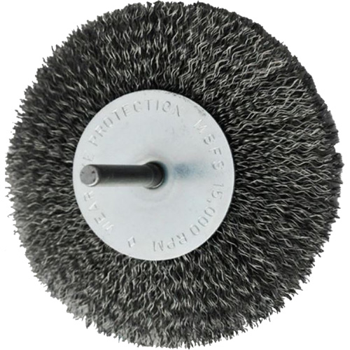Brosses mont&eacute;es &agrave; fils cr&ecirc;p&eacute;s circulaires, 4", Fils 0,008", Tige 1/4" PB Rental Co. Ltd.