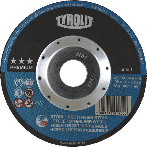 Premium 2 in 1 Thincut Cut-Off Wheel, 5" x 0.045", 7/8" Arbor, Type 27, Aluminum Oxide, 12250 RPM PB Rental Co. Ltd.