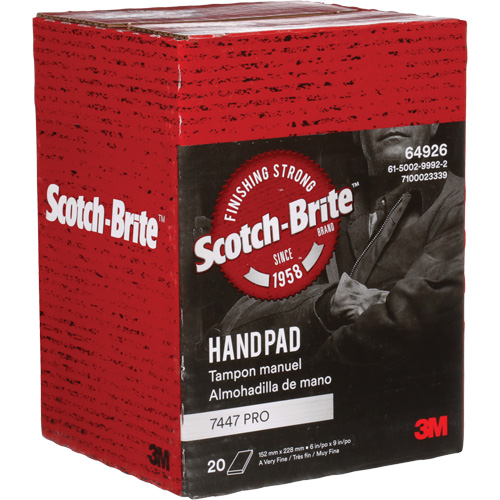 Scotch-Brite 7447 Hand Pads, Aluminum Oxide, 9" x 6", Very Fine Grit PB Rental Co. Ltd.