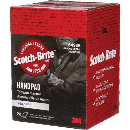 Scotch-Brite 7447 Hand Pads, Aluminum Oxide, 9" x 6", Very Fine Grit PB Rental Co. Ltd.