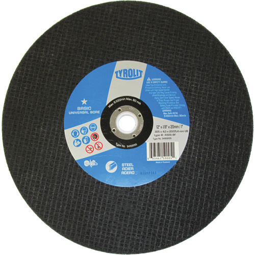 Meule &agrave; tronçonner de base, 12" x 1/8", Arbre de 1", 1, Oxyde d'aluminium PB Rental Co. Ltd.