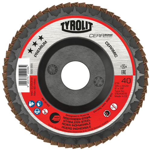 Cerabond Flap Disc, 5" x 7/8", Type 27, 40 Grit, Ceramic PB Rental Co. Ltd.