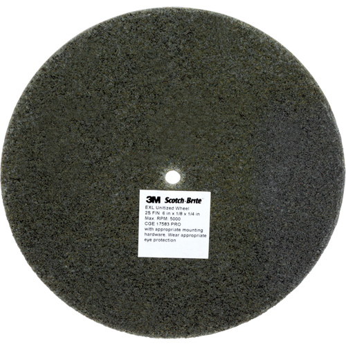 Meule unitaris&eacute;e EXL Scotch-Brite, 6" x 1/8", Arbre de 1/4", Grain de Fin, Carbure de silicium PB Rental Co. Ltd.