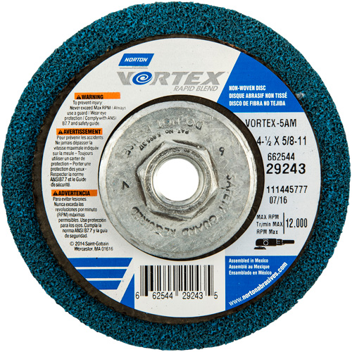 Vortex Rapid Blend Non-Woven Depressed Center Abrasive Disc, 4-1/2" Dia., 100-120 Grit, Aluminum Oxide PB Rental Co. Ltd.