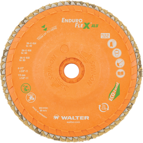 Enduro-Flex Alu Spin-On Flap Disc, 4-1/2" x 5/8"-11, Type 27, 40 Grit, Zirconia Alumina PB Rental Co. Ltd.