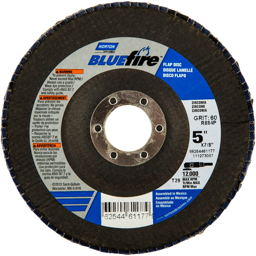 BlueFire Flap Disc, 5" x 7/8", Type 29, 36 Grit, Zirconia Alumina PB Rental Co. Ltd.